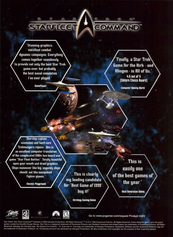 Star Trek: Starfleet Command Magazine Advertisement (Magazine Advertisements): PC Gamer (USA), Issue 01/2000
