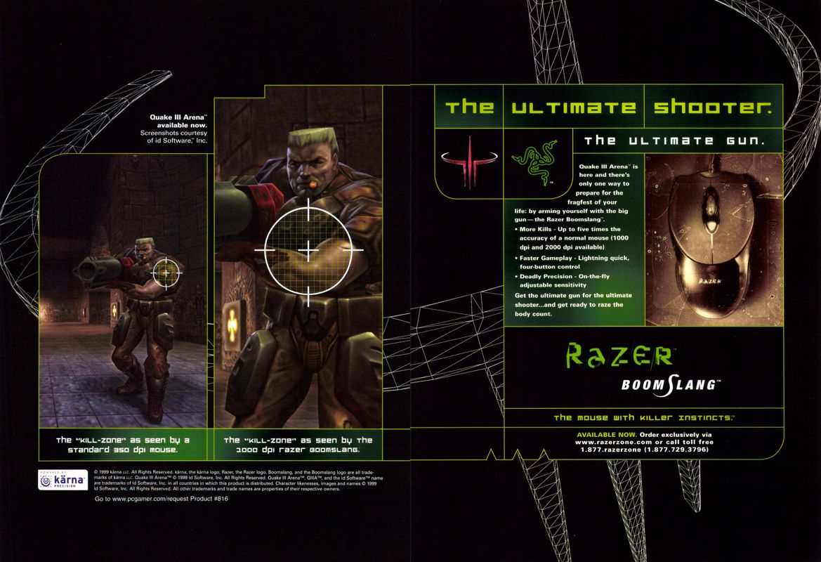 Quake III: Arena Magazine Advertisement (Magazine Advertisements): PC Gamer (USA), Issue 01/2000
