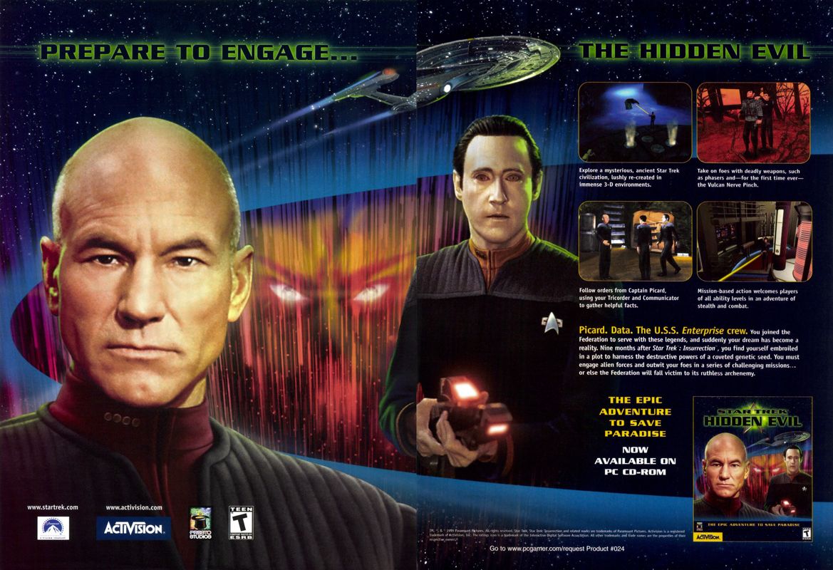 Star Trek: Hidden Evil Magazine Advertisement (Magazine Advertisements): PC Gamer (USA), Issue 01/2000