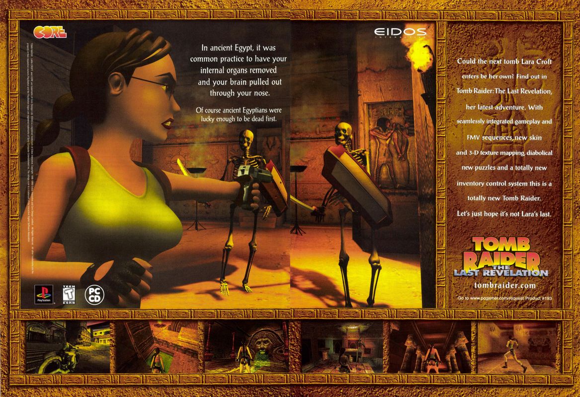 Tomb Raider: The Last Revelation Magazine Advertisement (Magazine Advertisements): PC Gamer (USA), Issue 01/2000