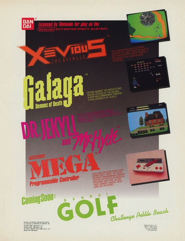 Xevious Magazine Advertisement (Magazine Advertisements): GamePro (United States), Issue 001 (May-June 1989)