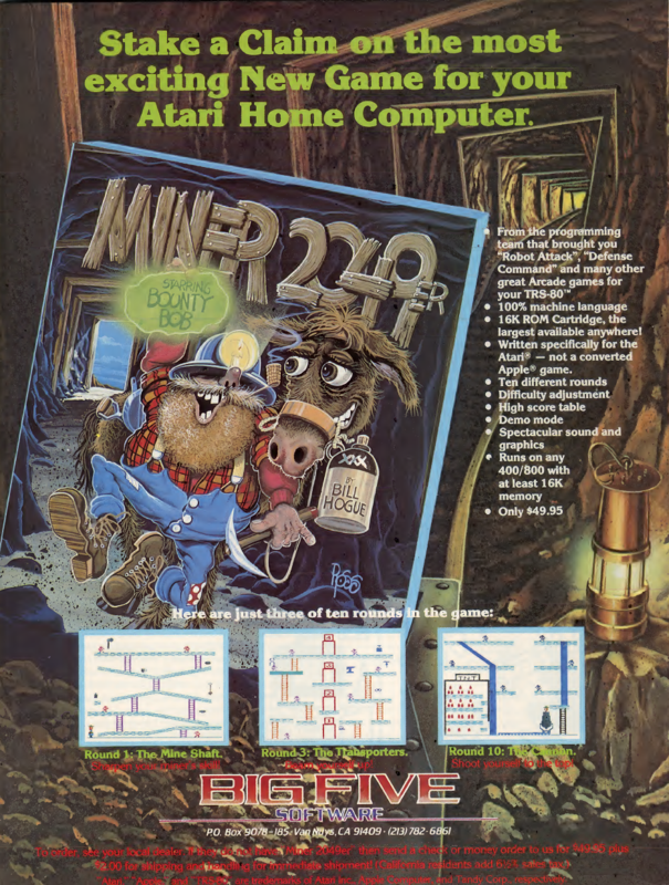 Miner 2049er Magazine Advertisement (Magazine Advertisements): Hi-Res Magazine (U.S.A.), Issue 1 (November 1983)