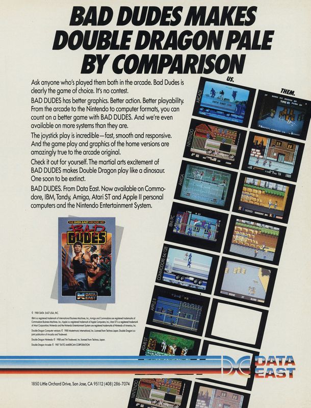 Bad Dudes Magazine Advertisement (Magazine Advertisements): GamePro (United States), Issue 002 (July-August 1989)