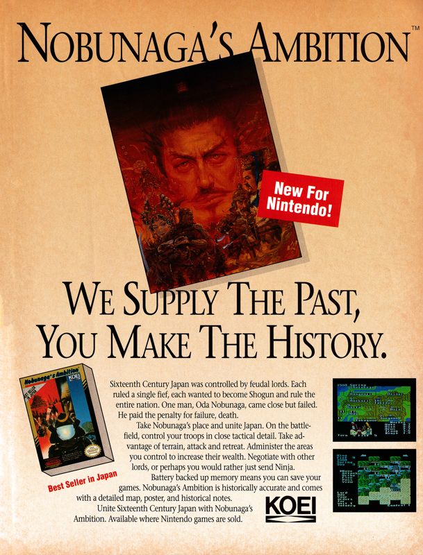 Nobunaga's Ambition Magazine Advertisement (Magazine Advertisements): GamePro (United States), Issue 003 (September-October 1989)