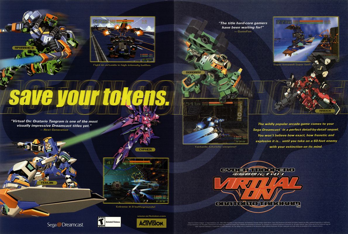 Cyber Troopers Virtual On: Oratorio Tangram Magazine Advertisement (Magazine Advertisements): NextGen (United States), Issue #66 (June 2000)