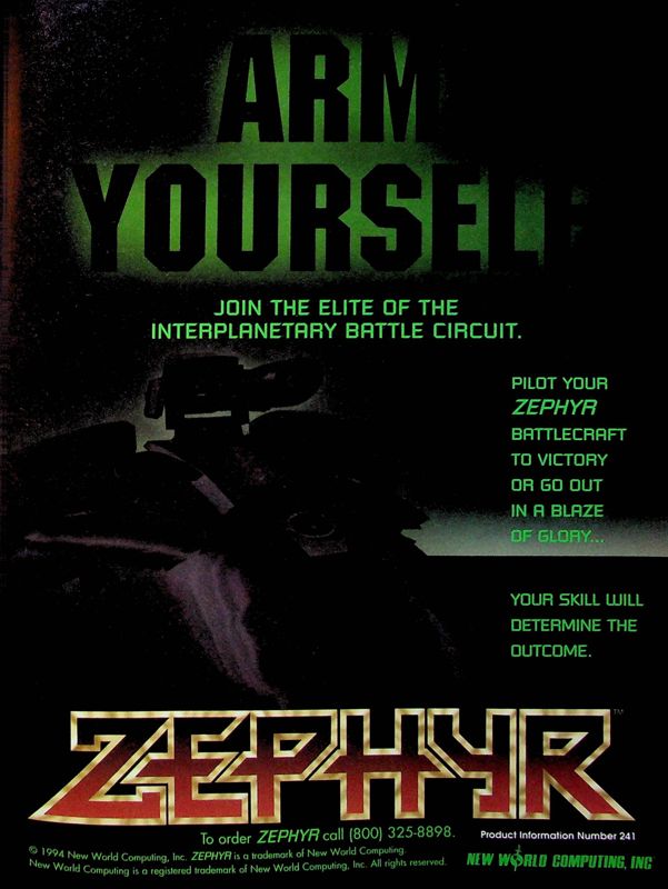Zephyr Magazine Advertisement (Magazine Advertisements): PC Gamer (USA), Issue 08/1994