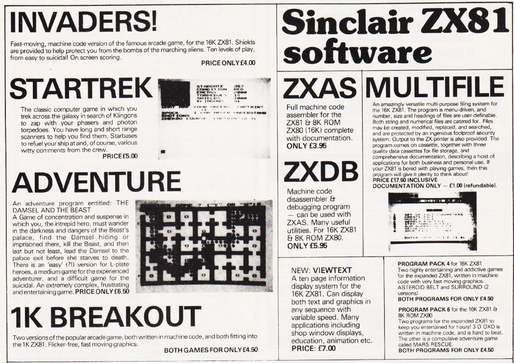 Program Pack 4 Magazine Advertisement (Magazine Advertisements): Computing Today (United Kingdom), Volume 3 Issue 11 (January 1982)