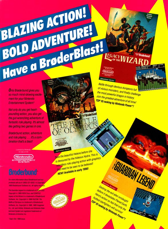The Battle of Olympus Magazine Advertisement (Magazine Advertisements): GamePro (United States), Issue 005 (December 1989)