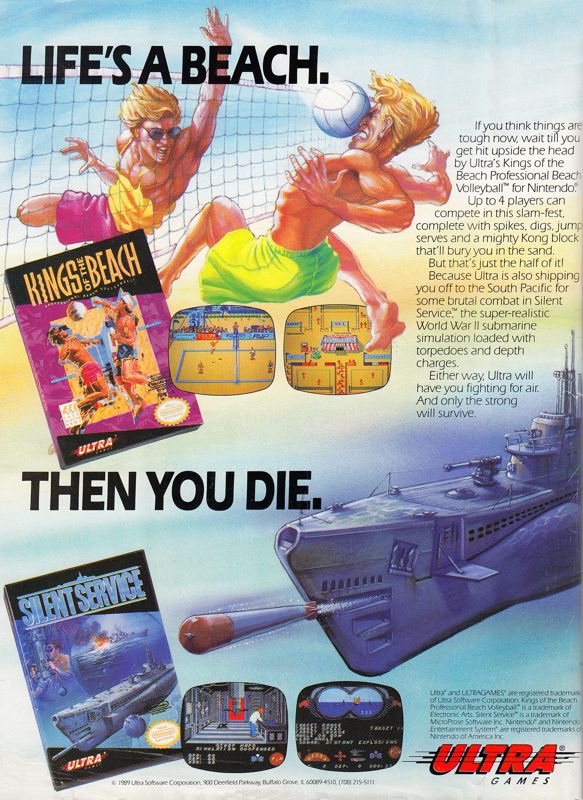 Silent Service Magazine Advertisement (Magazine Advertisements): GamePro (United States), Issue 005 (December 1989)