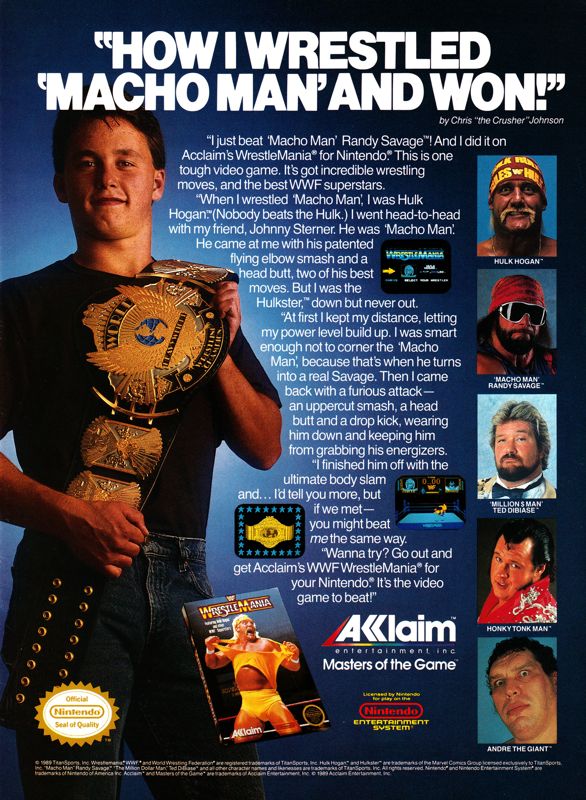 WWF Wrestlemania Magazine Advertisement (Magazine Advertisements): GamePro (United States), Issue 005 (December 1989)