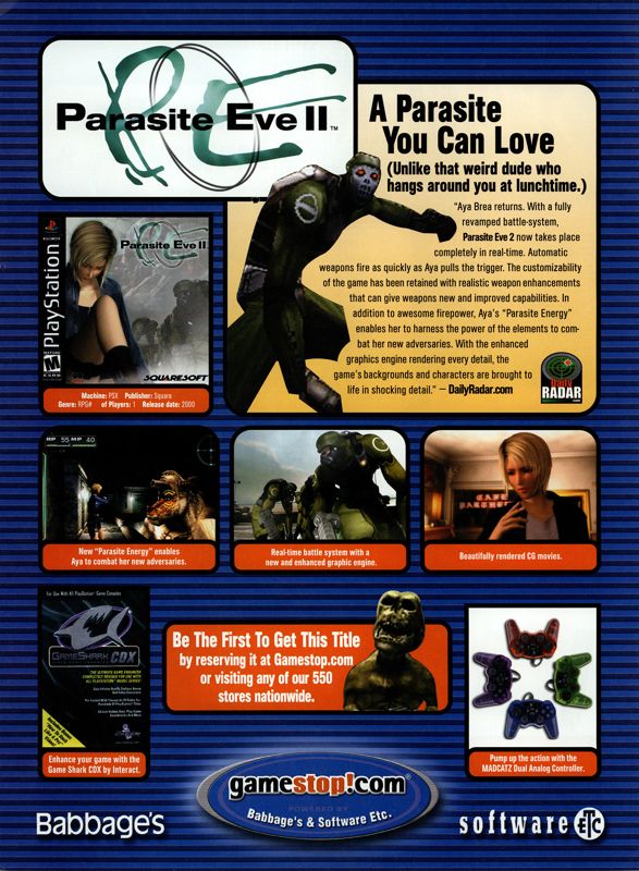 Parasite Eve II Magazine Advertisement (Magazine Advertisements): NextGen (United States), Issue #68 (August 2000)