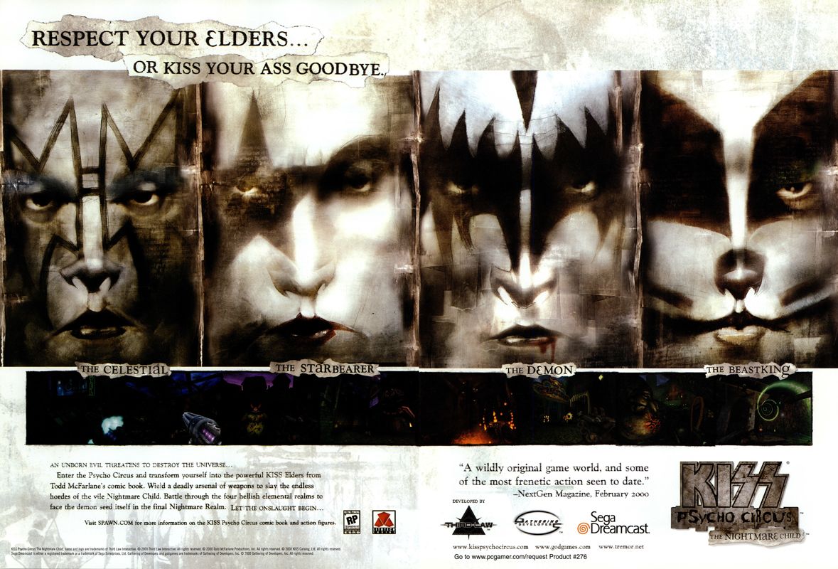 KISS: Psycho Circus - The Nightmare Child Magazine Advertisement (Magazine Advertisements): NextGen (United States), Issue #68 (August 2000)
