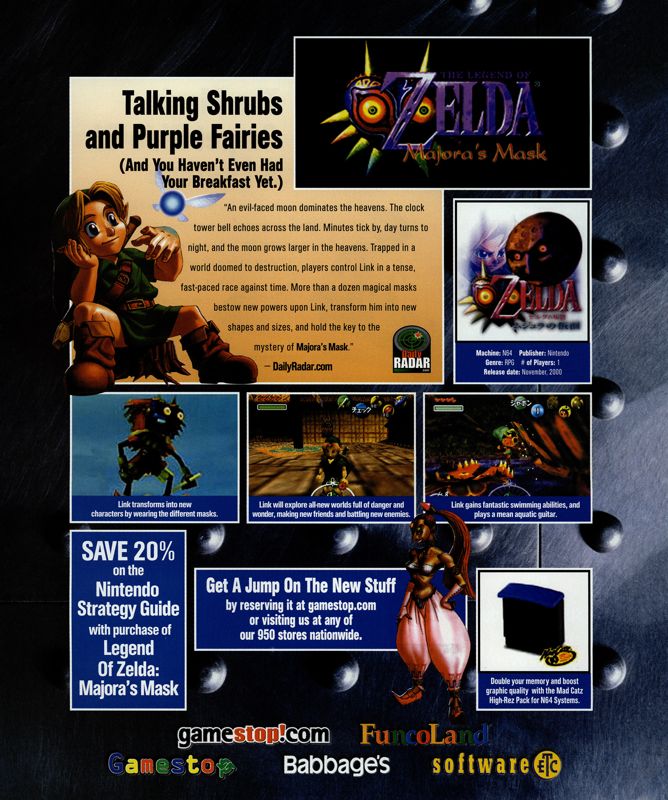 The Legend of Zelda: Majora's Mask Magazine Advertisement (Magazine Advertisements): NextGen (United States), Issue #69 (September 2000)