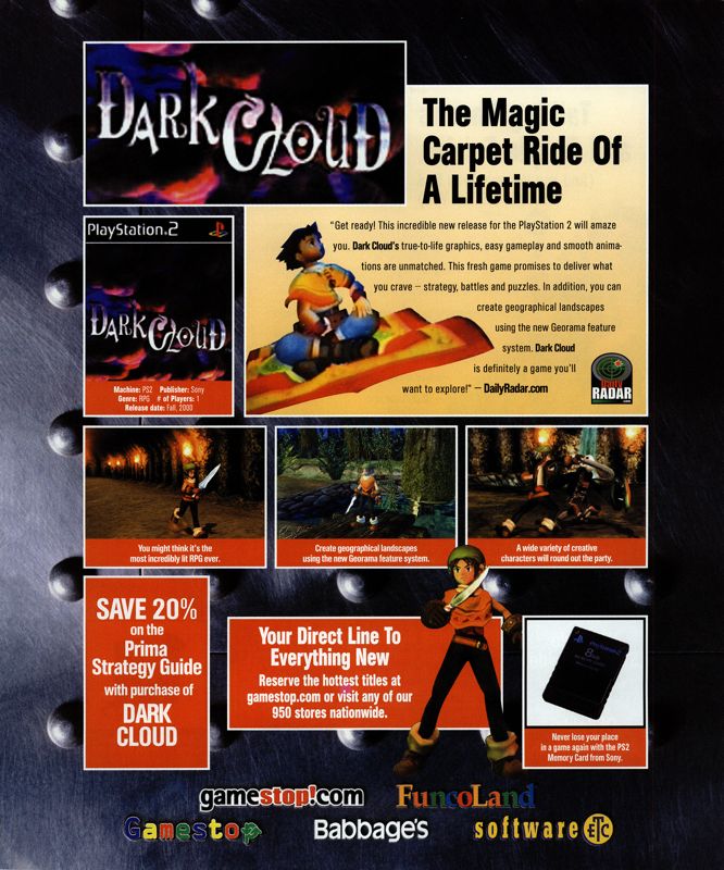 Dark Cloud Magazine Advertisement (Magazine Advertisements): NextGen (United States), Issue #69 (September 2000)