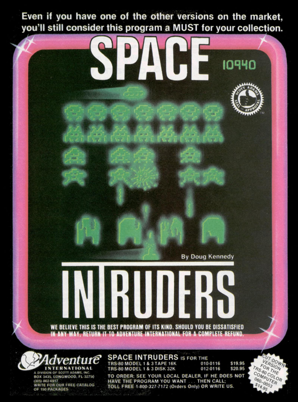Space Intruders Magazine Advertisement (Magazine Advertisements): 80 Microcomputing (U.S.A.), Issue 25 (January 1982)