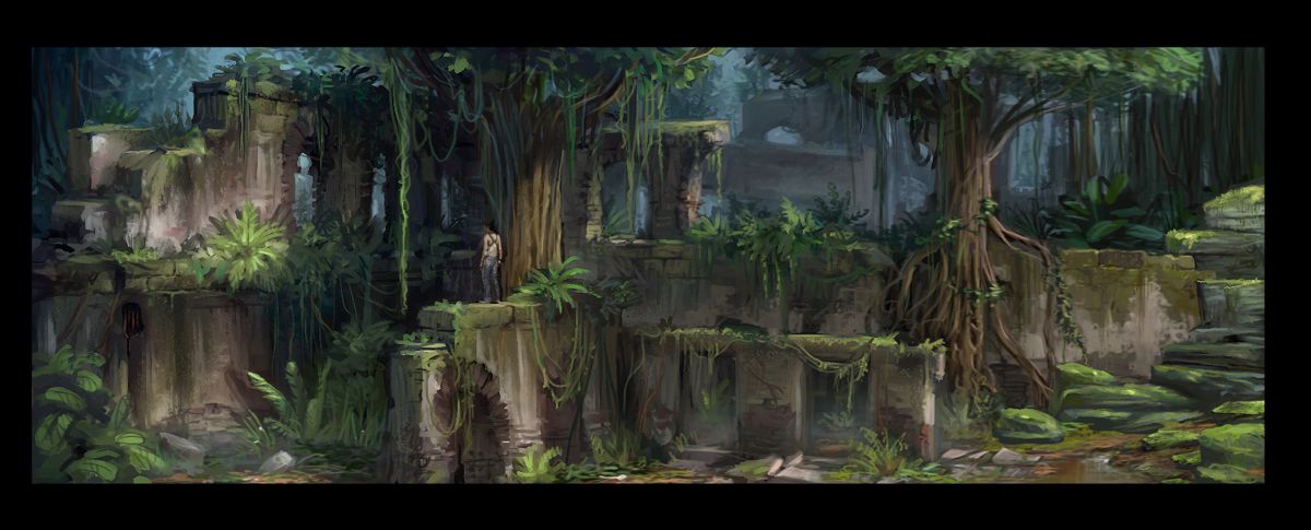 Uncharted: Drake's Fortune Concept Art (Uncharted: Drake's Fortune Press Disc): Jungle ruins 1