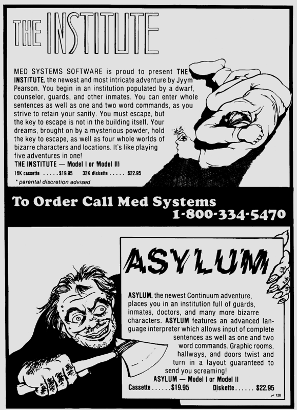 Asylum Magazine Advertisement (Magazine Advertisements): 80 Microcomputing (U.S.A.), Issue 25 (January 1982)