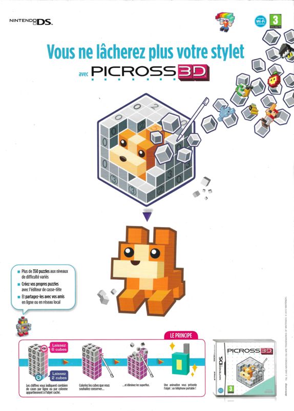 Picross 3D Magazine Advertisement (Magazine Advertisements): Nintendo, le magazine officiel (France), Issue HS29 (June/July 2010)