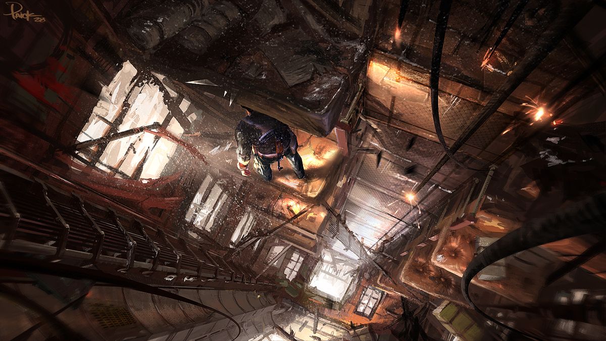 Uncharted 2: Among Thieves Concept Art (Uncharted 2: Among Thieves Media Disc): Hanging train car