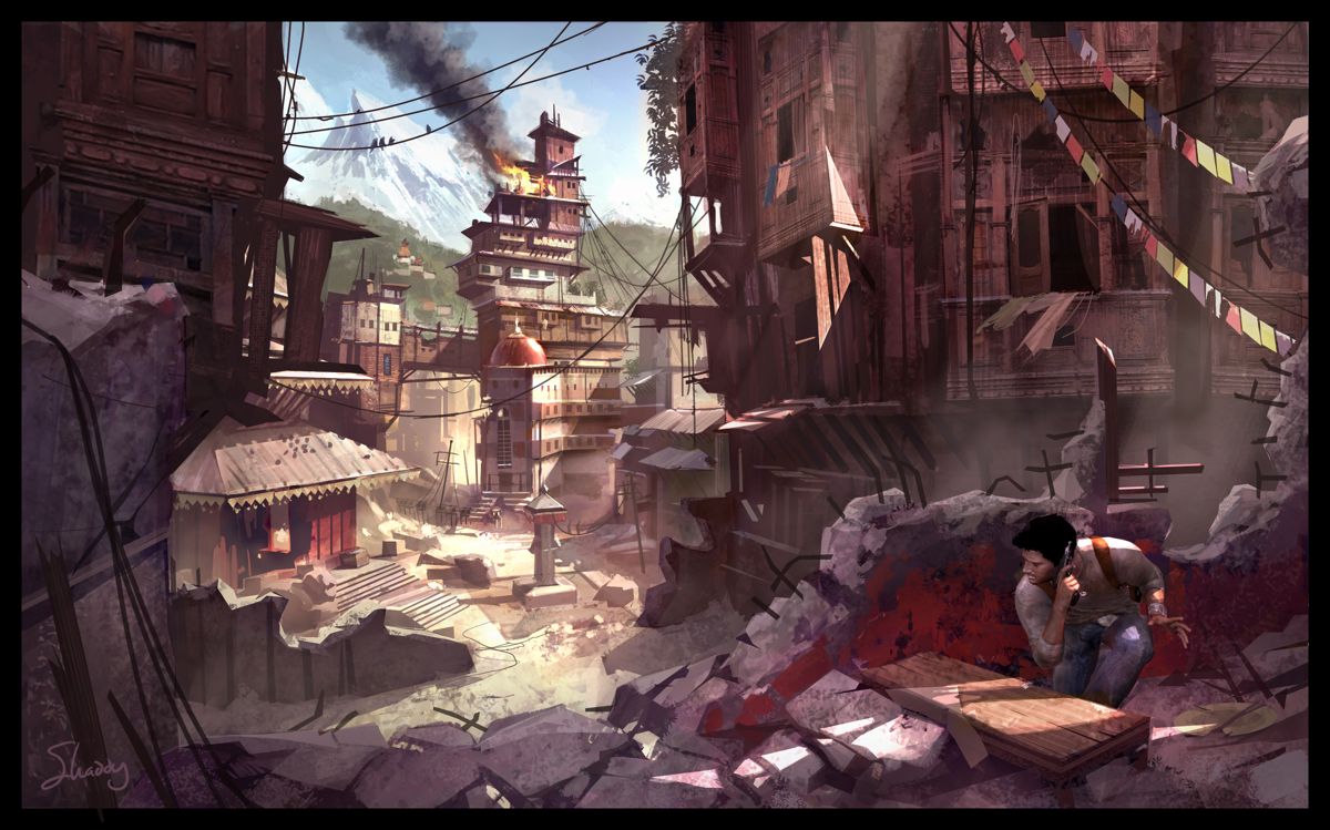 Uncharted 2: Among Thieves Concept Art (Uncharted 2: Among Thieves Media Disc): Wartorn city vista