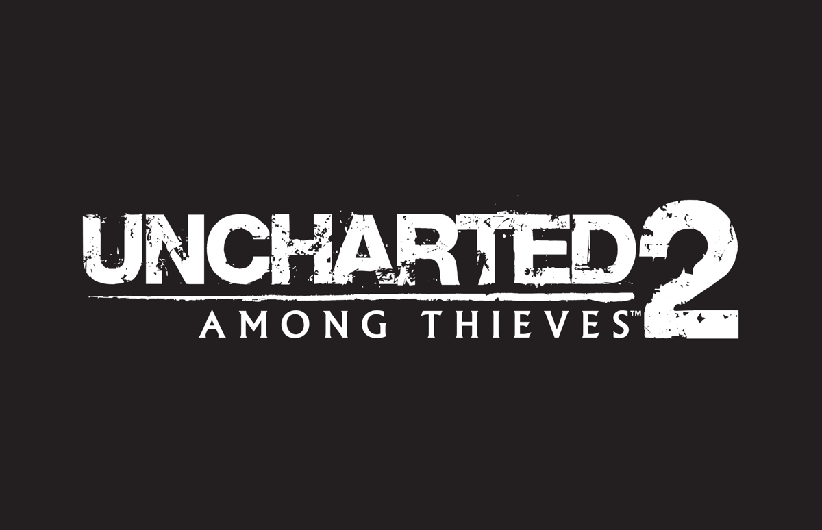 Uncharted 2: Among Thieves Logo (Uncharted 2: Among Thieves Media Disc): English Logo (Black and White)