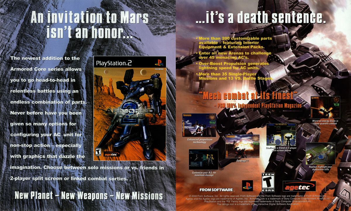 Armored Core 2 Magazine Advertisement (Magazine Advertisements): NextGen (United States), Issue 71 (November 2000)