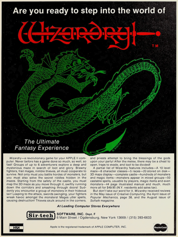 Wizardry: Proving Grounds of the Mad Overlord Magazine Advertisement (Magazine Advertisements): Softalk (U.S.A.), Volume 2 Number 5 (January 1982)