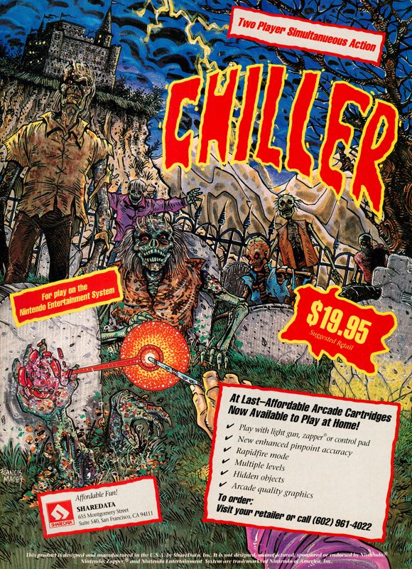 Chiller Magazine Advertisement (Magazine Advertisements): GamePro (United States), Issue 007 (February 1990)