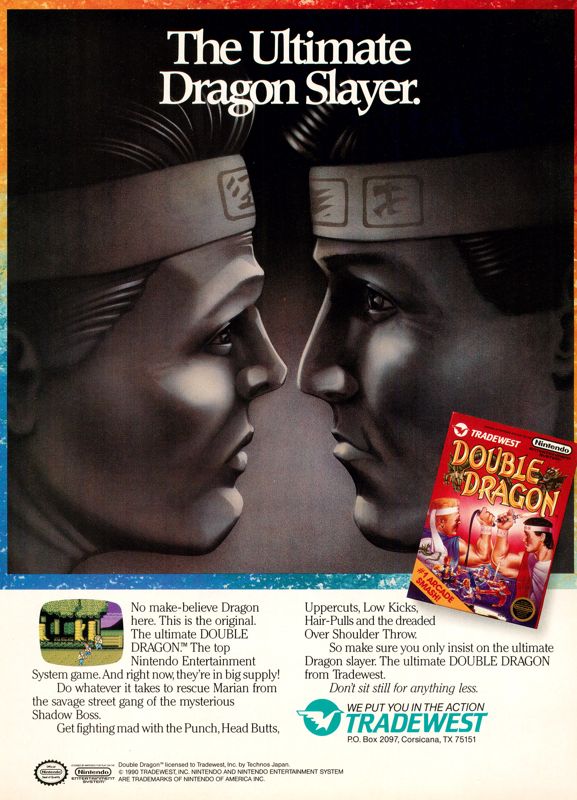 Double Dragon Magazine Advertisement (Magazine Advertisements): GamePro (United States), Issue 007 (February 1990)