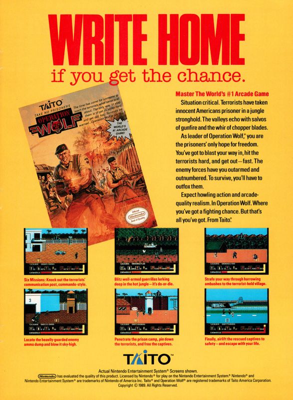 Operation Wolf Magazine Advertisement (Magazine Advertisements): GamePro (United States), Issue 007 (February 1990)
