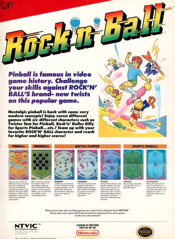 Rock 'n Ball Magazine Advertisement (Magazine Advertisements): GamePro (United States), Issue 007 (February 1990)