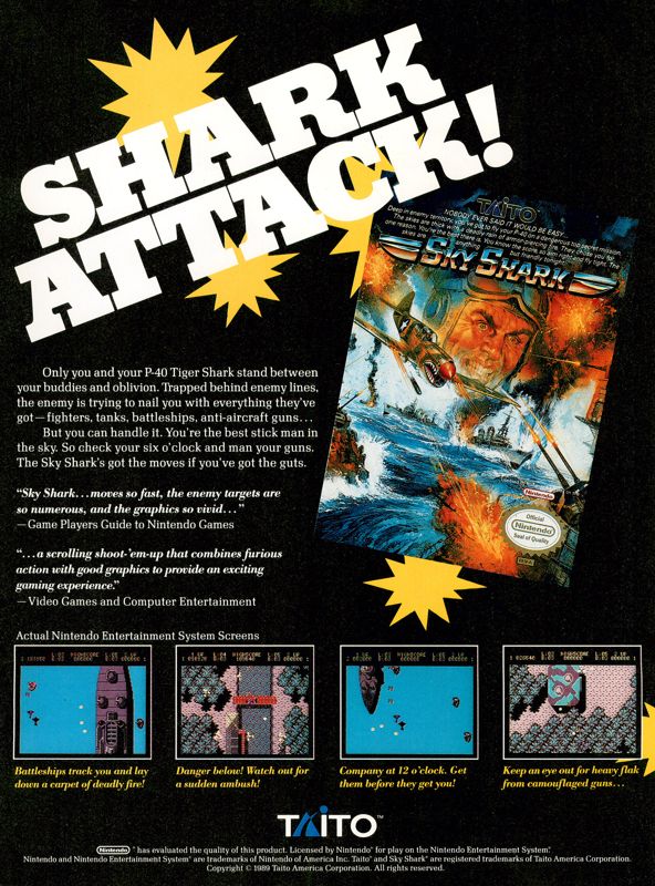 Sky Shark Magazine Advertisement (Magazine Advertisements): GamePro (United States), Issue 008 (March 1990)