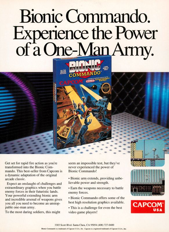 Bionic Commando Magazine Advertisement (Magazine Advertisements): GamePro (United States), Issue 009 (April 1990)