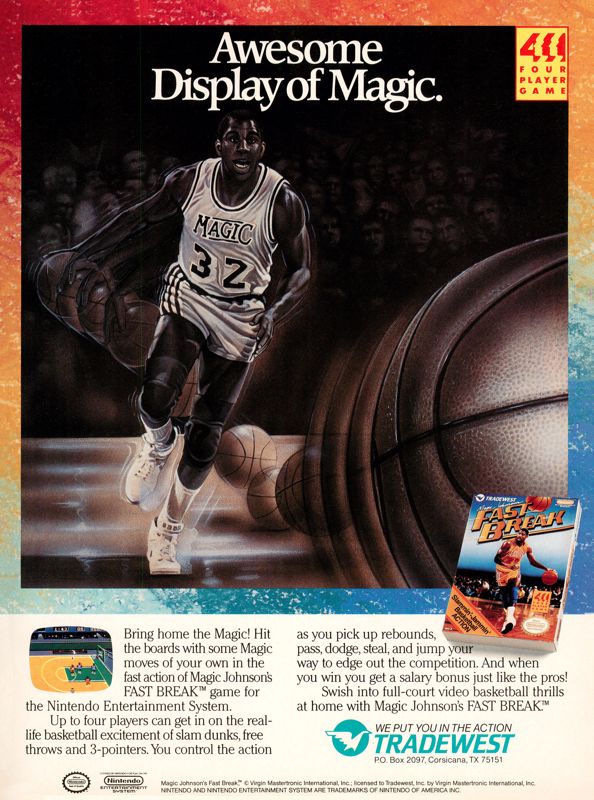 Magic Johnson's Fast Break Magazine Advertisement (Magazine Advertisements): GamePro (United States), Issue 009 (April 1990)