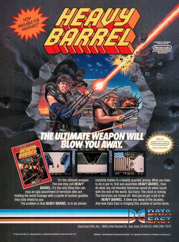 Heavy Barrel Magazine Advertisement (Magazine Advertisements): GamePro (United States), Issue 009 (April 1990)