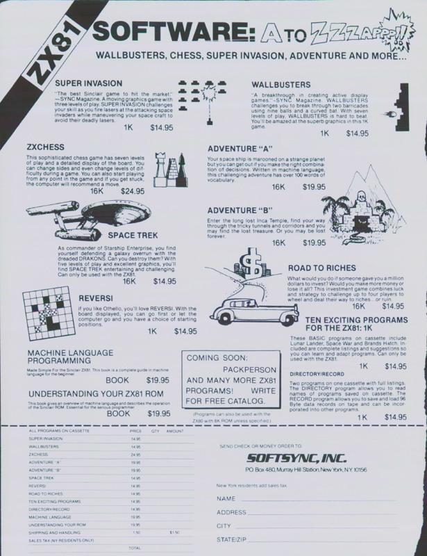 Double Breakout Magazine Advertisement (Magazine Advertisements): Sync (U.S.A.), Volume 2 Number 1 (January/February 1982)