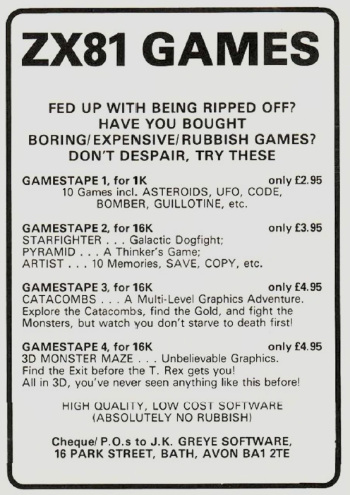 Starfighter / Pyramid / Artist Magazine Advertisement (Magazine Advertisements): Your Computer (UK), Volume 2 Number 1 (January 1982)