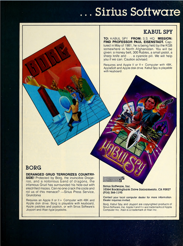Borg Magazine Advertisement (Magazine Advertisements): Softalk (U.S.A.), Volume 2 Number 7 (March 1982)