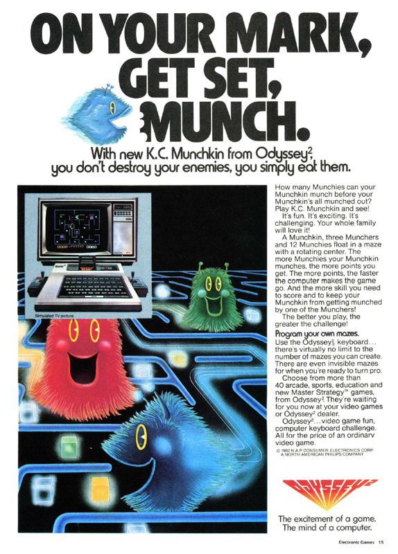 K.C. Munchkin! Magazine Advertisement (Magazine Advertisements): Electronic Games (U.S.A.), Volume 1 Number 2 (March 1982)