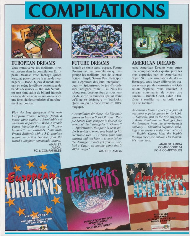 American Dreams Catalogue (Catalogue Advertisements): From Infogrames New Age Catalogue 1989
