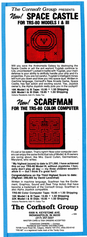 Scarfman Magazine Advertisement (Magazine Advertisements): 80 Microcomputing (U.S.A.), Issue 28 (April 1982)