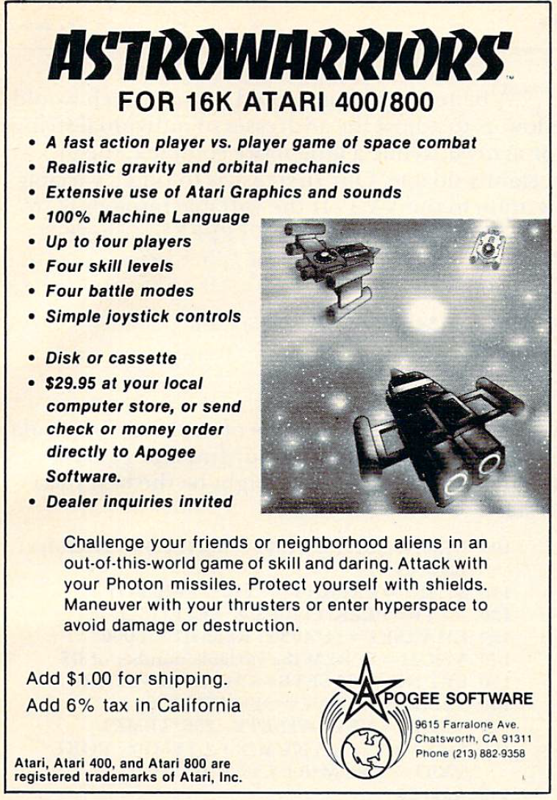 Astrowarriors Magazine Advertisement (Magazine Advertisements): Compute (U.S.A.), Volume 4 Issue 6 (June 1982)
