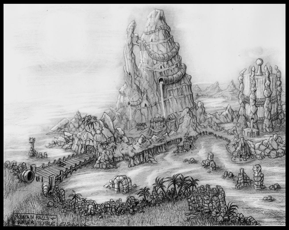 Kameo: Elements of Power Concept Art (Kameo Fan Site Kit): Mountain Falls & Water Temple