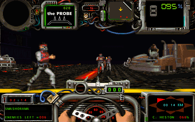 Quarantine II: Road Warrior Screenshot (GameTek website, 1996): Aiming at soldiers