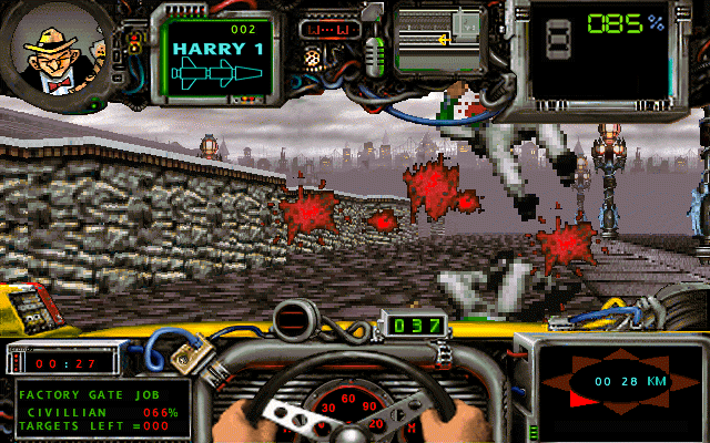 Quarantine II: Road Warrior Screenshot (GameTek website, 1996): Blood everywhere