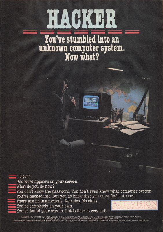 Hacker Magazine Advertisement (Magazine Advertisements): Zzap! 64 (United Kingdom), Issue 06 (October 1985)