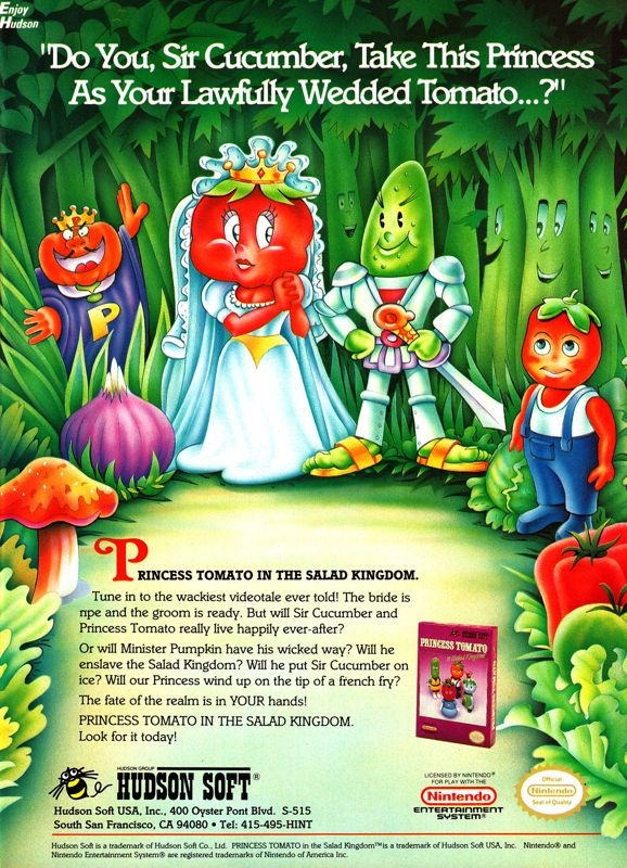 Princess Tomato in the Salad Kingdom Magazine Advertisement (Magazine Advertisements): GamePro (United States), Issue 016 (November 1990)