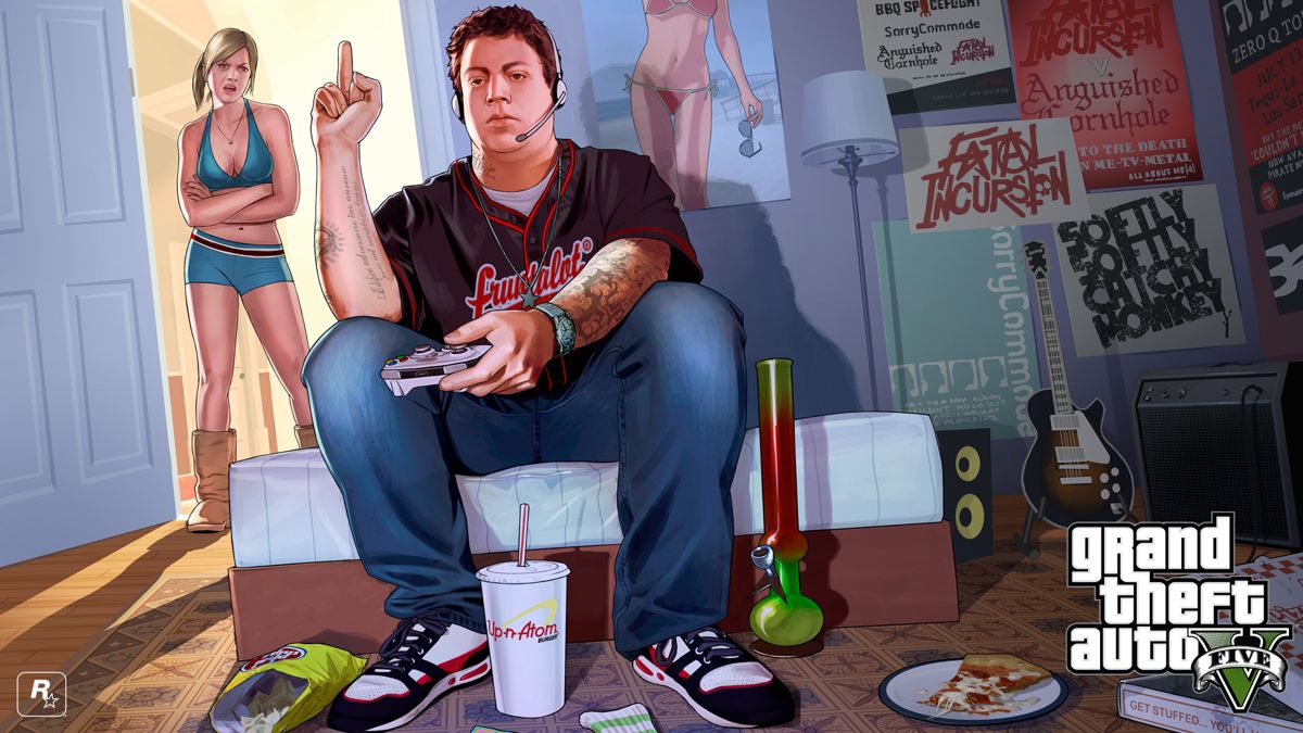 Grand Theft Auto V Wallpaper (Rockstar Games website): Tracey and Jimmy