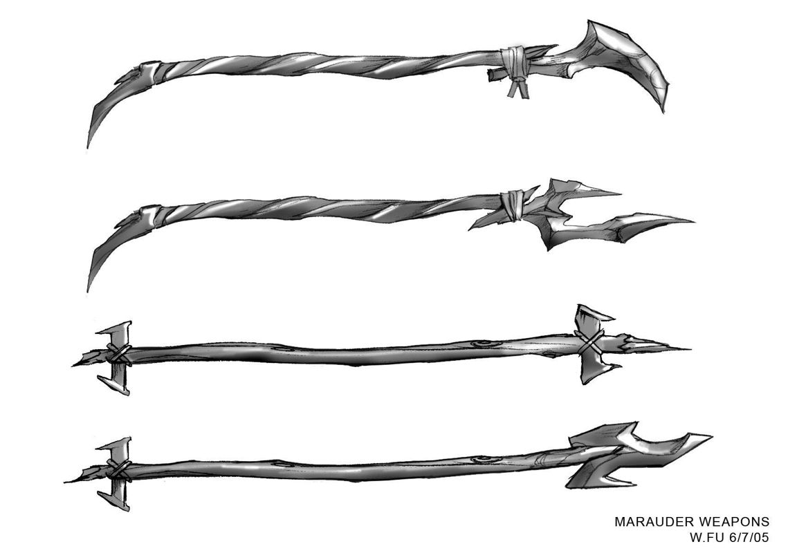 The Lord of the Rings: The Battle for Middle-earth II Concept Art (Electronic Arts UK Press Extranet, 2006-02-10): Marauder weapons