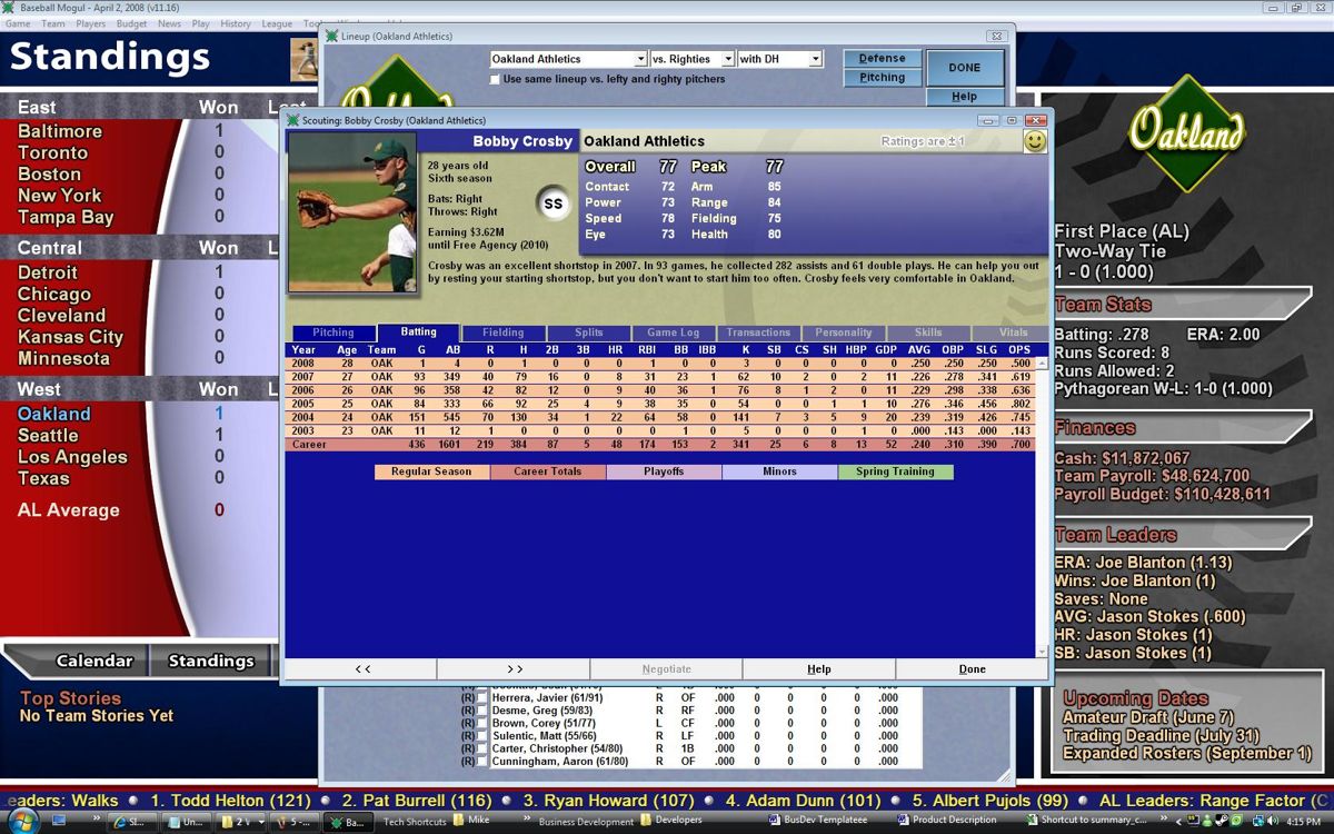 Baseball Mogul 2009 Screenshot (Steam)